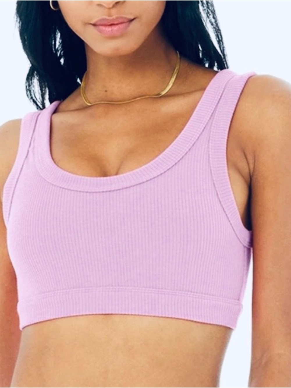 Alo Yoga- Wellness Ribbed Scoop Neck Sports Bra - Pink. Size: Medium
